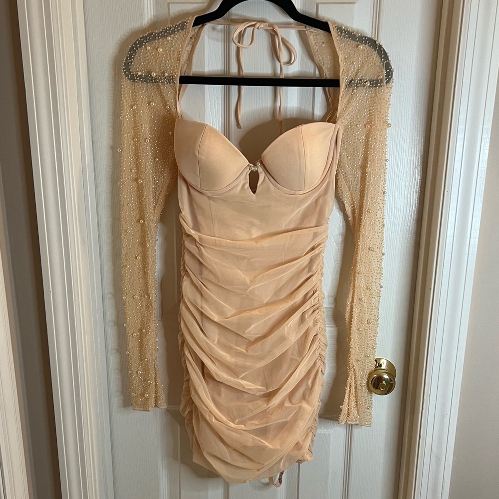 Viral Oh Polly St.Germain Dress!Sold Out Color Sand!Size 4 NWT Embellish…